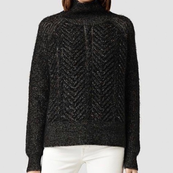 All Saints Sweaters - ALLSAINTS Mock-Neck Mohair Sweater Lamma Jumper XS